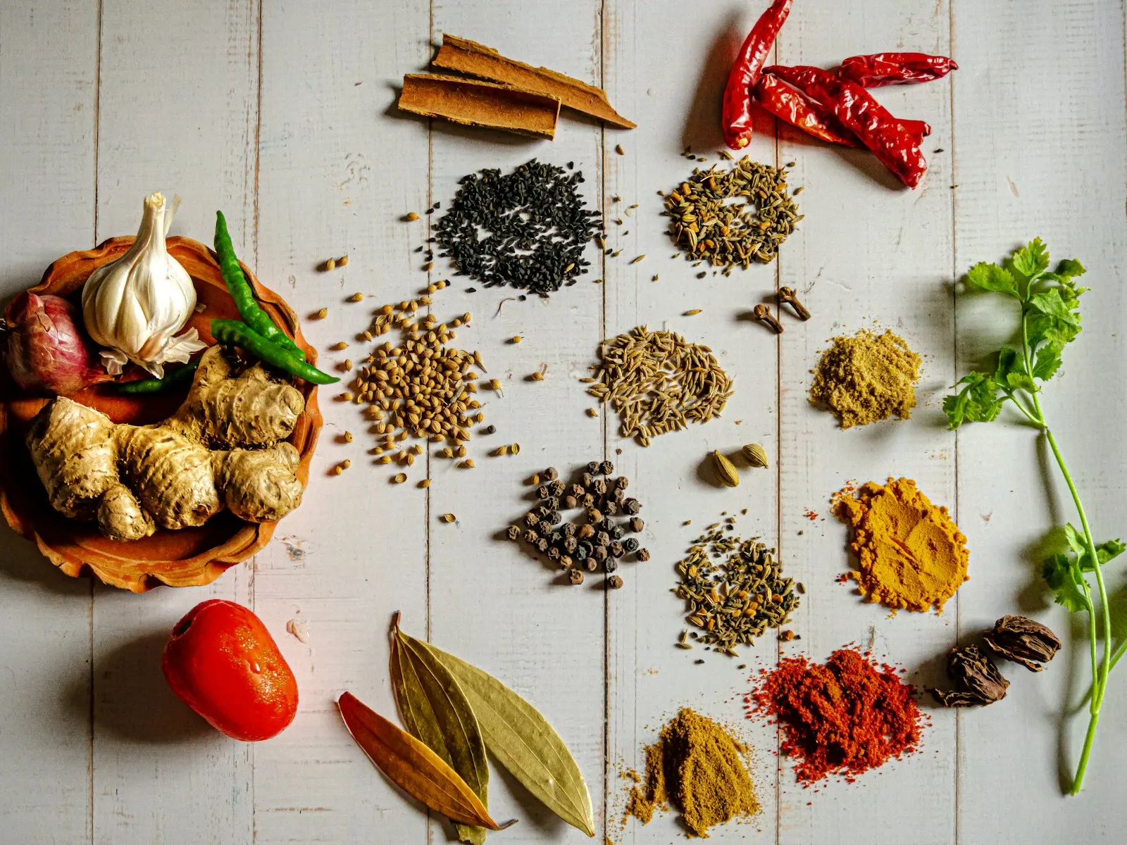 Indian spices in bowls